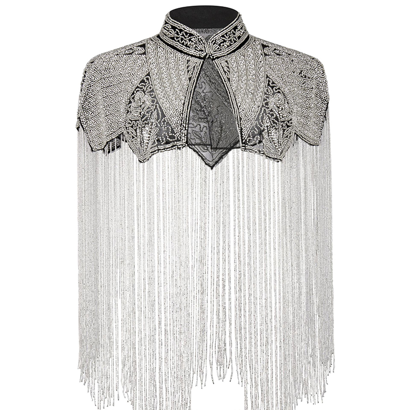 Embroidery Shawl - Uzun Püsküllü Narin Boncuklu Şal, Kadınlar