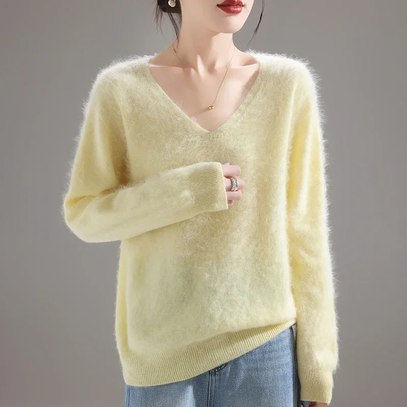Embroidery Knit - 2025 Kadın %100 Merinos Yünü Kazak,