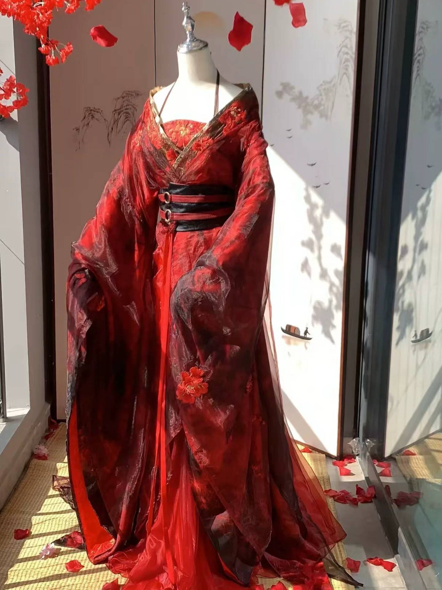 Embroidery Knit - Yeni Datura Kırmızı Hanfu Kadınlar Antik