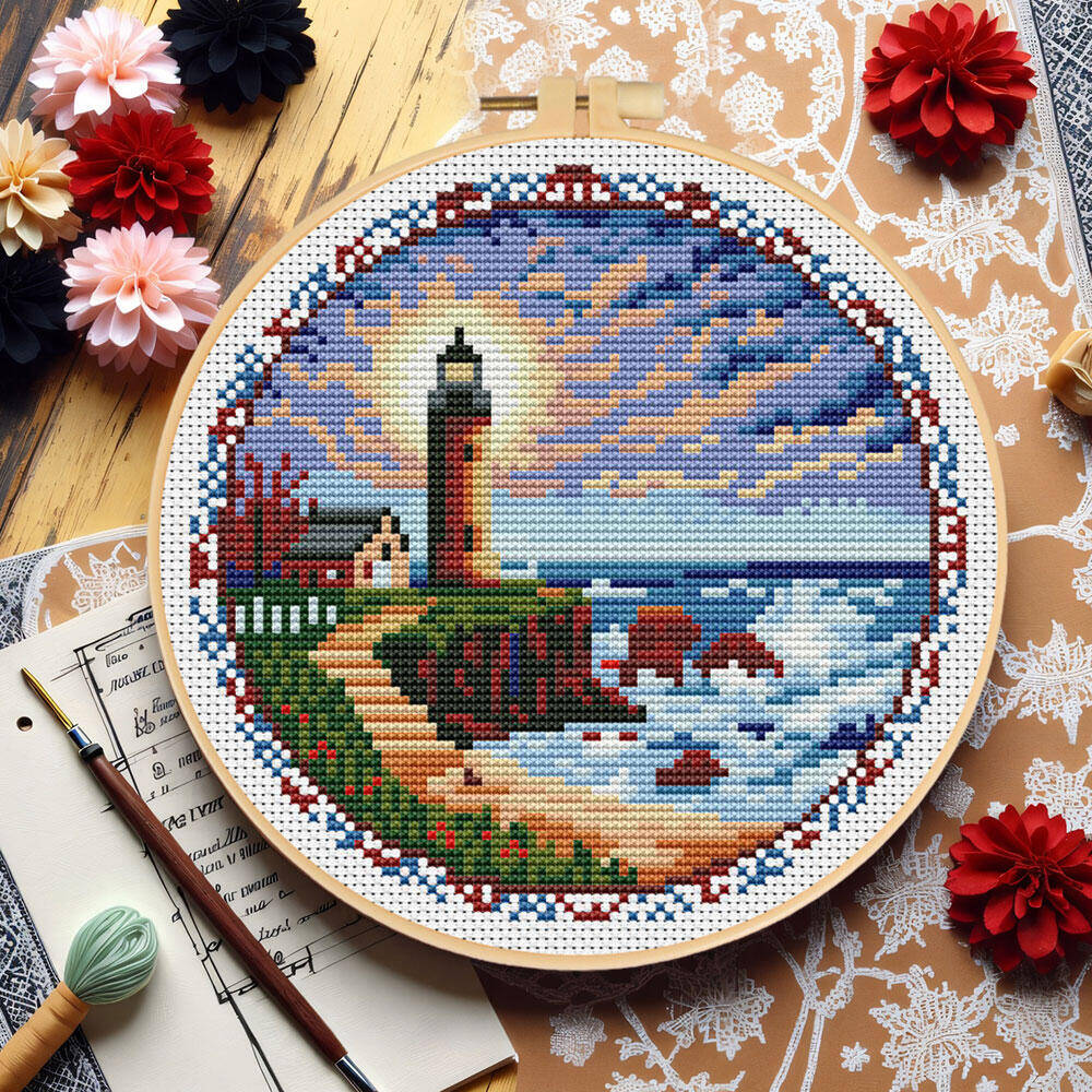 Embroidery X Pattern - Çapraz Dikiş Deniz Feneri Çember Araçları