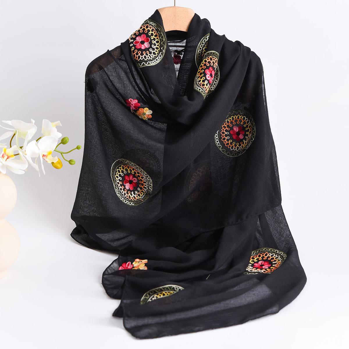 Yaz Yeni Hafif Nefes Pamuk ve  - Embroidery Shawl incelemesi ve fiyatı