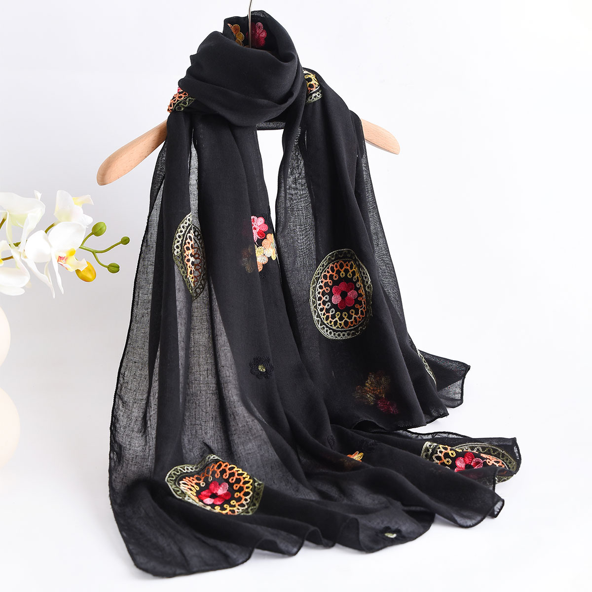 Yaz Yeni Hafif Nefes Pamuk ve  - Embroidery Shawl incelemesi ve fiyatı