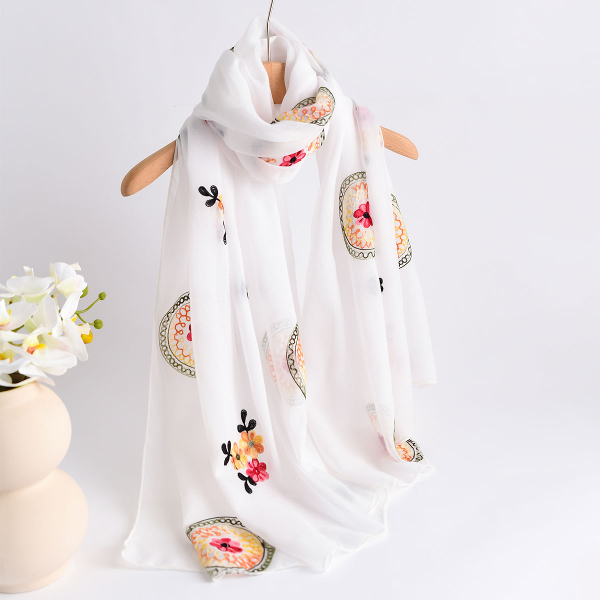 Yaz Yeni Hafif Nefes Pamuk ve  - Embroidery Shawl incelemesi ve fiyatı