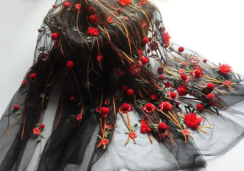 3D şifon çiçek ponpon nakış Da - Embroidery Veil incelemesi ve fiyatı