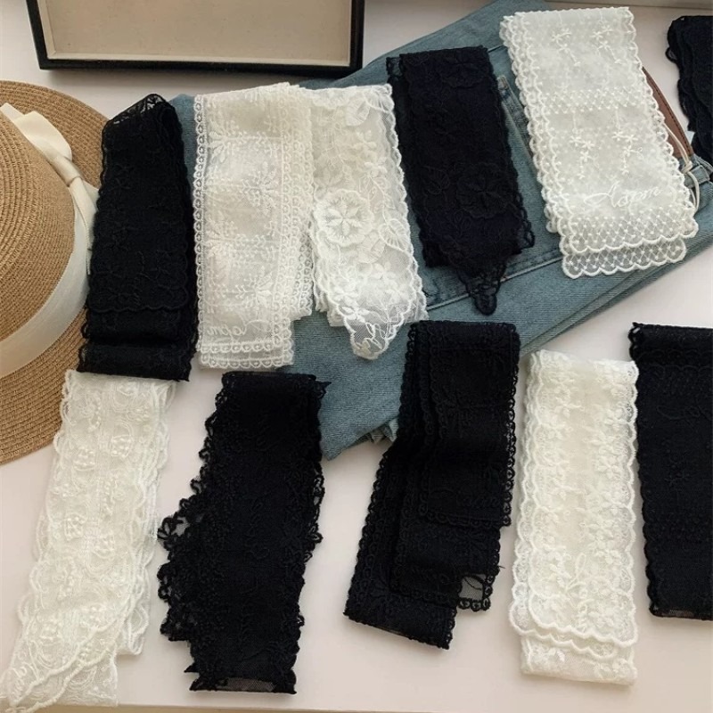 Yeni Siyah Beyaz Uzun Dantel Ç - Embroidery Ribbon incelemesi ve fiyatı