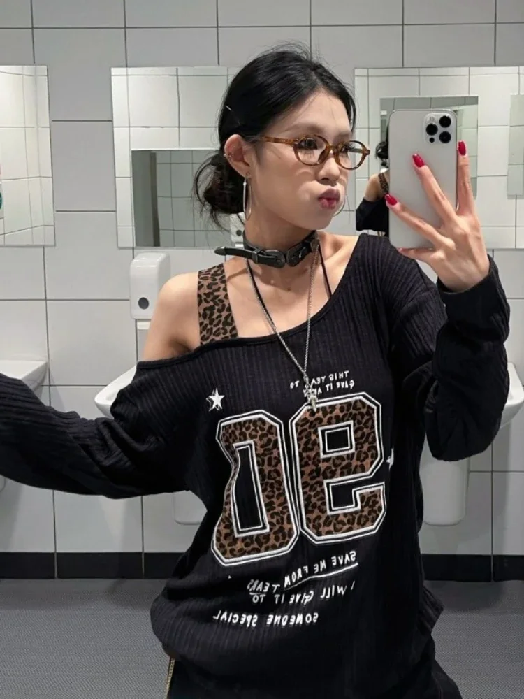 Y2K Patchwork Leopar Desenli T - Embroidery Print incelemesi ve fiyatı