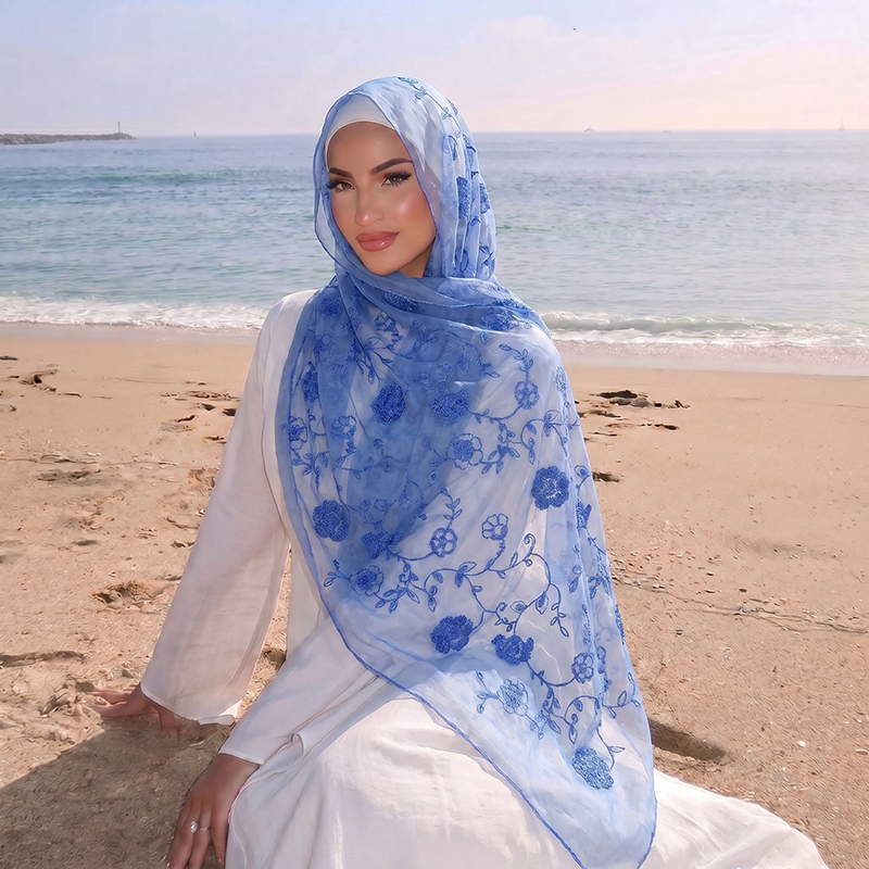 Çiçek Nakışlı Müslüman Başörtü - Embroidery Shawl incelemesi ve fiyatı