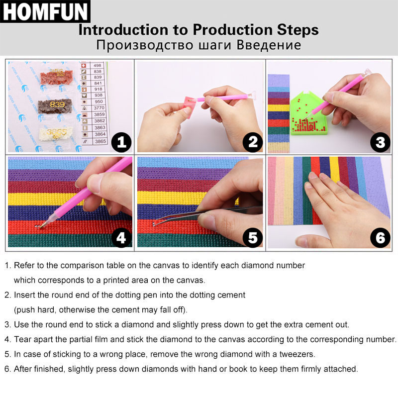 HOMFUN AB tam elmas nakış 
