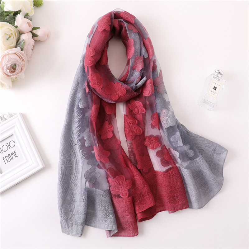 Kadın simülasyon ipek kesme çi - Embroidery Shawl incelemesi ve fiyatı